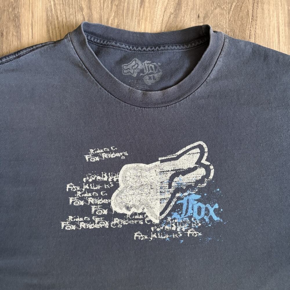 Vintage Y2K Fox Racing Motorcross T-Shirt Men's Size XL Blue Faded Skate Grunge